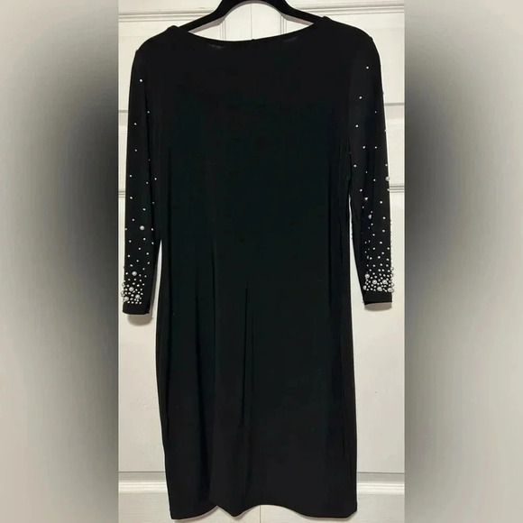 Annalee and Hope Black Knit Dress with Pearl Trim Size Medium - Picture 6 of 8